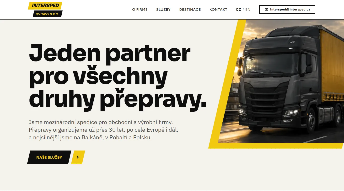 Snímek webu intersped.cz